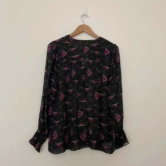 Ba&sh Cathel Long Sleeve Blouse in Carbon Geometric Size 1 (small) - Picture 2 of 6